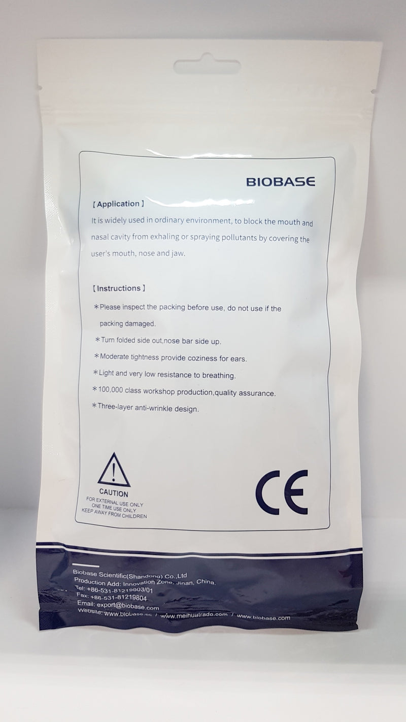 BIOBASE Disposable 3-ply Face Mask 10pc x10 packs