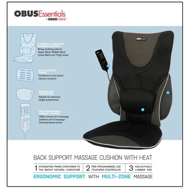 Backrest Support Seat Cushion with Heat and Massage obusforme Package.