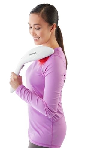 Cordless Percussion Body Massager with Soothing Heat In Use