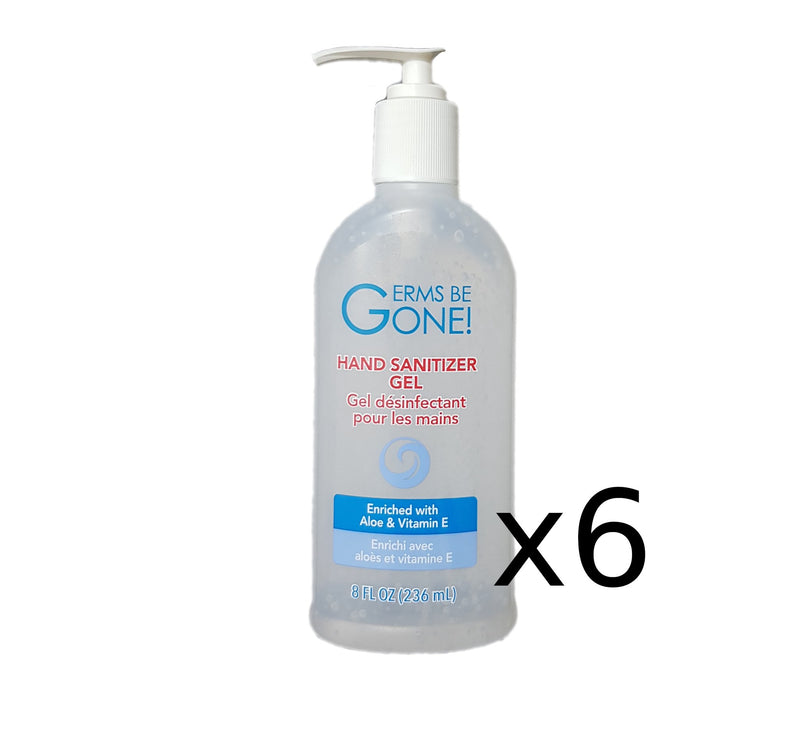 Germs Be Gone! Hand Sanitizer Gel 236ml (flat bottle with pump) 6-pack