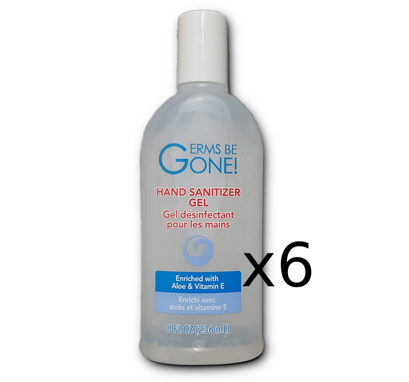 Germs Be Gone! Hand Sanitizer Gel 236ml (flat bottle with pop-up cap) 6-Pack