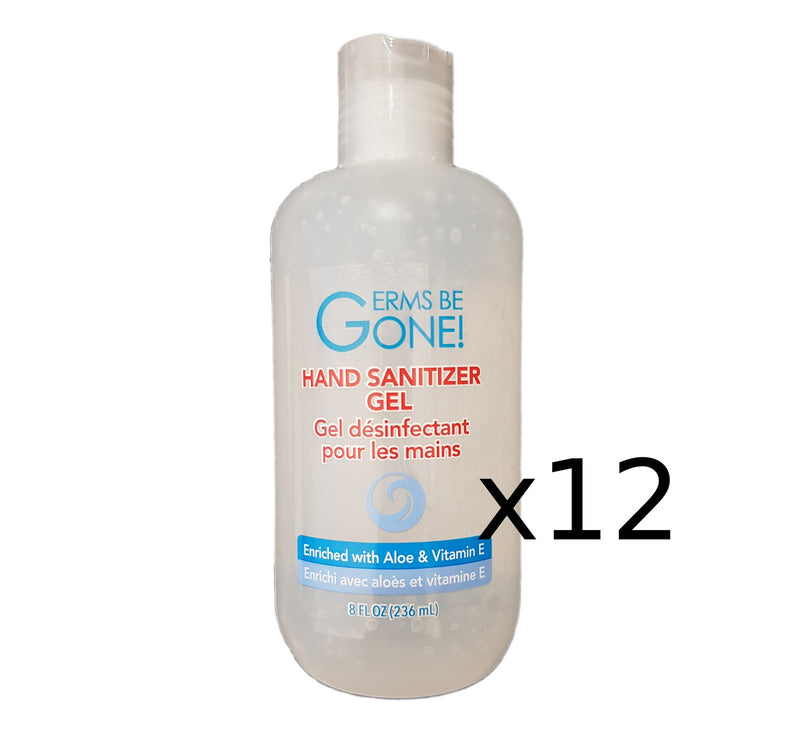 Germs Be Gone! Hand Sanitizer Gel 236ml (round bottle with pop-up cap) 12-pack