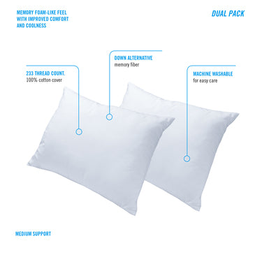 ObusEssentials Fiber Filled Pillow - 2 Pack
