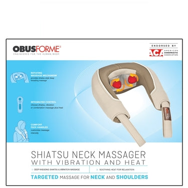 Shiatsu and Vibration Neck Massager Obusforme Package.