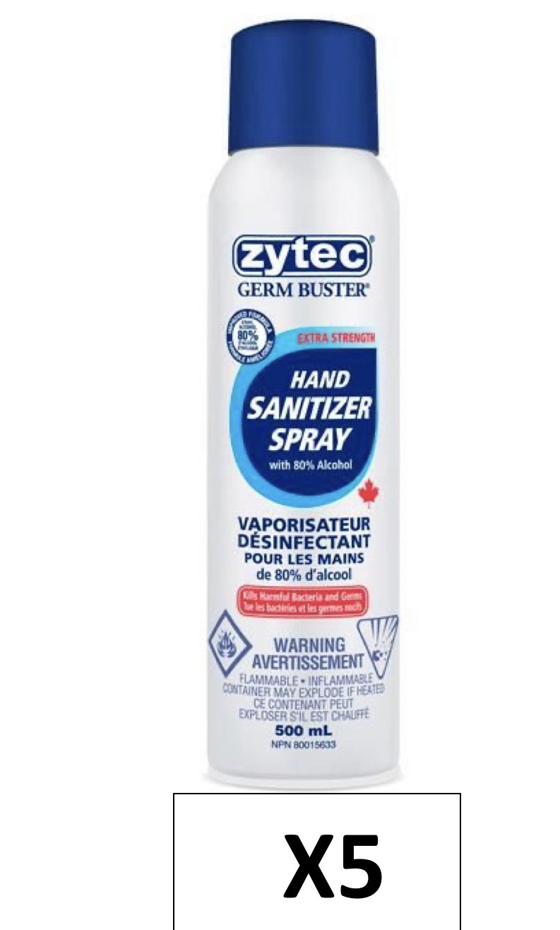 Zytec Hand Sanitizer Spray 500ml (5 PACK)